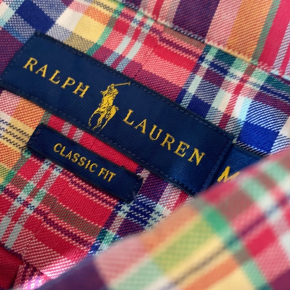 New Ralph Lauren plaid pink shirt Medium classic fit NWT - Picture 3 of 3